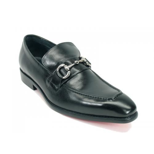 Carrucci Black Genuine Calf Skin Leather With Horsebit Loafer Shoes KS478-02